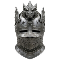 Ornate dragon knight helmet isolated on transparent background