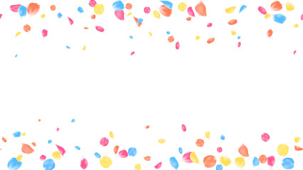 Frame background flying motion with rose petals. Love season, romantic wedding, greeting card decor