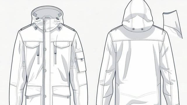 Video A person wearing a white jacket with a hood and hood, useful for outdoor or winter scenes