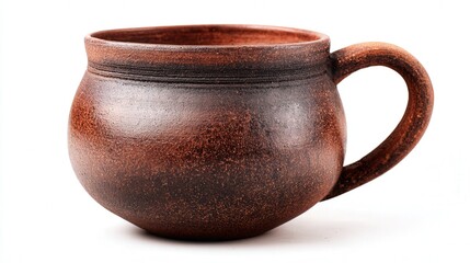 Clay brewing cup isolated on white background