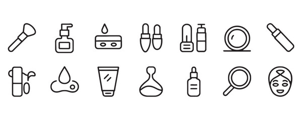 Elegant beauty icons showcase skincare routine essentials, perfect for spa promotions, cosmetic brands, and modern wellness campaigns