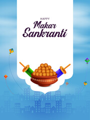 vector illustration of Happy Makar Sankranti background with colorful kite