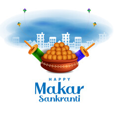 vector illustration of Happy Makar Sankranti background with colorful kite