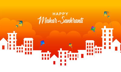 vector illustration of Happy Makar Sankranti background with colorful kite