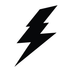Black lightning bolt silhouette icon symbolizing power energy and dynamic motion Vector illustration