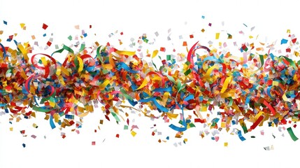 Fototapeta premium Confetti ribbon strip isolated on white background