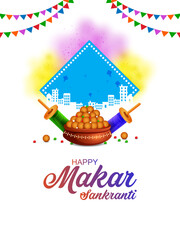 vector illustration of Happy Makar Sankranti background with colorful kite