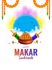 vector illustration of Happy Makar Sankranti background with colorful kite