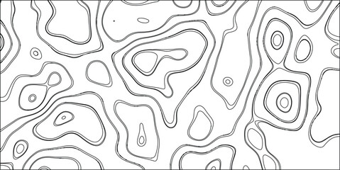 Obraz premium Black and white abstract contour line art, resembling a topographical map or cellular structure with irregular, organic shapes and bold black outlines, ideal for graphic design, scientific