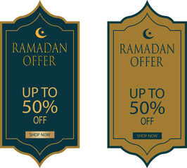 Ramadan Offer banners showcasing festive discounts for online shopping promotions