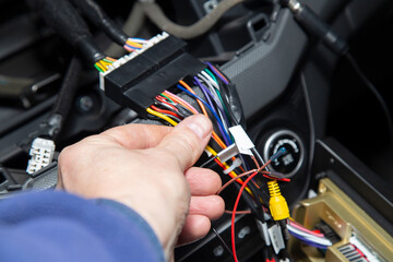 Car audio system. Installing the audio system on the car.