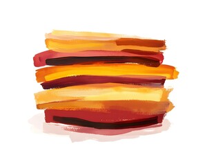 Stack of horizontal paint strokes features warm autumnal colors against a white background