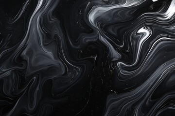 Obraz premium Dark black and grey background with swirling marble effect pattern using liquify and dark shiny gradient. Vector has copy space with room for text and ...