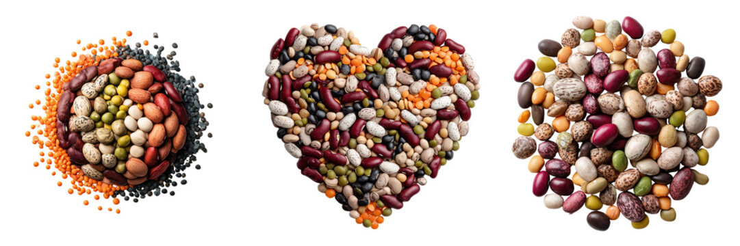 Set of Mixed biss of various colors aligned in straight rows minimalistic food composition on transparent png background. Ai generated