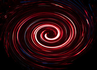 Abstract Red Spiral Light Swirl Creating a Dynamic Neon Vortex with Futuristic Energy and Motion