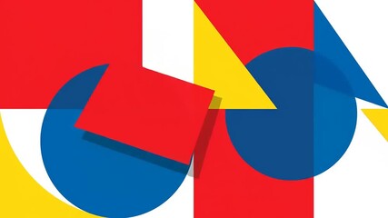 Animated geometric shapes in primary colors create dynamic modern art abstract background - Powered by Adobe