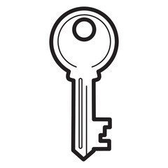 Key Symbol Vector Outline Lock Security Access Privacy Door Unlock Entry Safe Protection Design Element Flat Simple