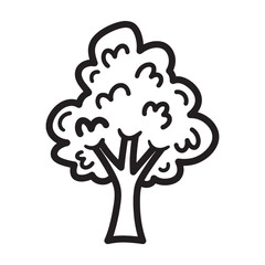 Stylized Tree Illustration Vector Design Simple Black and White Outline Tree Art Forest Nature Graphic Icon Template