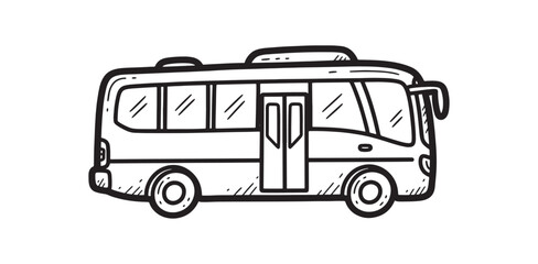 Cartoon School Bus Sketch Transportation Drawing Vehicle Illustration Kids Education Travel Road Trip Doodle Art Design