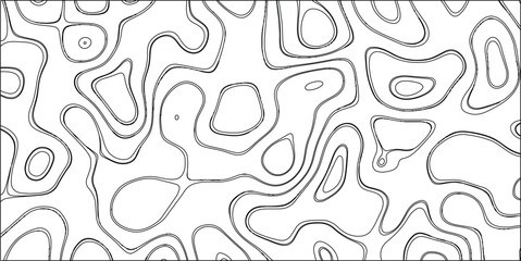 Black and white abstract topographic contour map pattern with bold, thick, irregular lines and organic shapes creating a striking and dynamic visual element