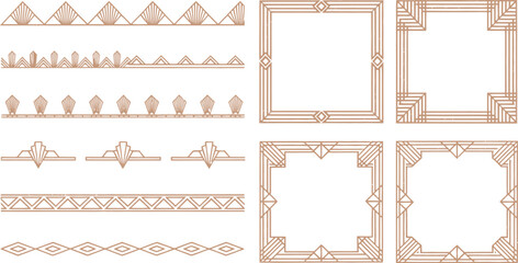 Art Deco Geometric Borders and Frames Vector Illustration