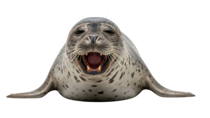 Happy harbor seal showing its teeth isolated PNG with Transparent Background