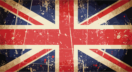 Fototapeta premium United Kingdom flag brush vector. Grunge Union Jack banner vector