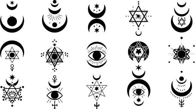 Mystic Hand & Celestial Elements Silhouette Bundle &ndash; Moon Star Magic Vector Set
