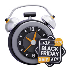 Obraz premium Alarm Clock with Black Friday Sale Sign