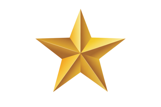 Shining golden star emblem for awards, achievements, or holiday decorations, perfect for adding a touch of elegance and prestige to any project, design element