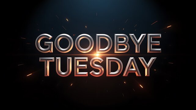 Goodbye Tuesday Text Illustration with Sparks for Farewell concept design