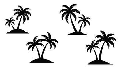 tropical coconut, palm tree silhouette