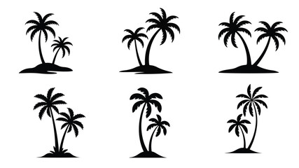 Naklejka premium tropical coconut, palm tree silhouette
