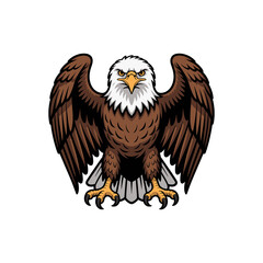 “Bold Eagle Mascot Illustration – Fierce Bald Eagle Vector with Spread Wings”