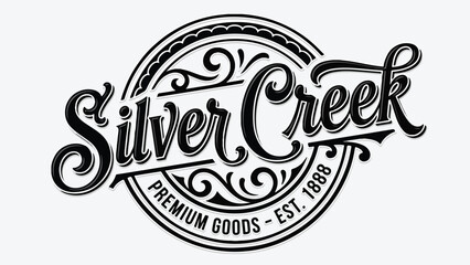 Silver Creek Premium Goods Est 1888 Vintage Logo Design.