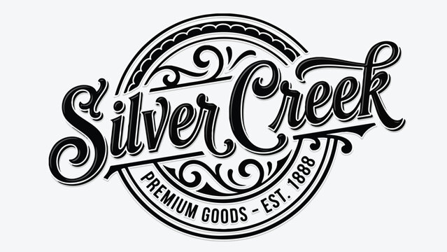 Silver Creek Premium Goods Est 1888 Vintage Logo Design.