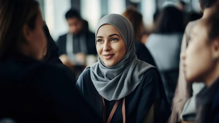 Young Woman Wearing Hijab Sitting at a Table