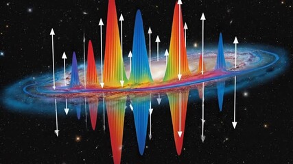 Vibrant galaxy data visualization shows cosmic energy waves across space, perfect for science education and innovative tech presentations - Powered by Adobe