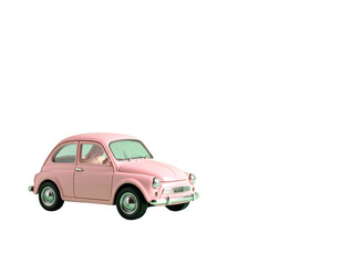 Obraz premium 3D Rendered Pink Mini Car on Green Gradient Background PNG