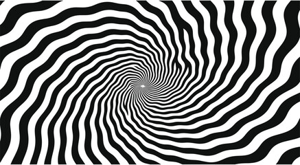 Hypnotic spiral lines vector. Black white optical illusion background vector