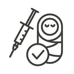 Baby vaccination icon. Vaccine for children. Line symbol.
