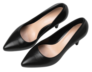 Top-Down View of Black High Heel Shoes Crossed at the Ankles, Modern Fashion Composition, Transparent PNG