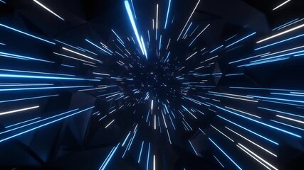 Seamless Loop: Fast Moving Electric Blue Data Lines Connecting Abstract Nodes