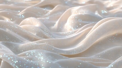 Sparkling satin waves with soft glow. Artificial intelligence image