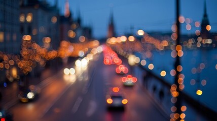 Urban night scene with vibrant bokeh effect. Artificial intelligence image