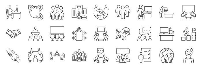 Networking web line icons set. Connection, network, relationship editable stroke icon. Vector