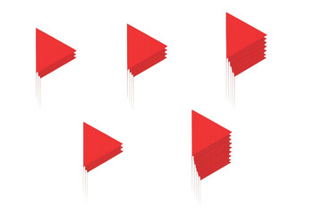 Stacks of Small Red Triangle Flags in Clean Geometric Arrangement – Vector Set