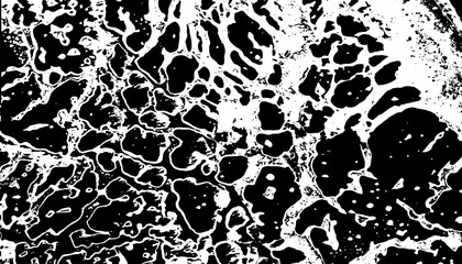 Vintage Xerography Liquid Texture, Retro Halftone Engraving Fluid Pattern, High Contrast Black White Abstract Vector on Transparent Background