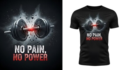 Exploding dumbbell fitness power motivational typography tshirt print gym sport concept vector