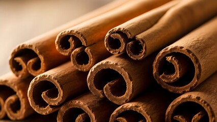 Aromatic Cinnamon Sticks - Close-Up of Spice Rolls.